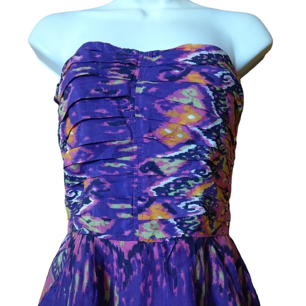 Charlie Jade Strapless Purple Multi-Color Mini Dress Size XS Party Vacation - Picture 2 of 5